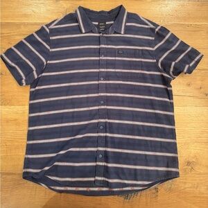 RVCA Short Sleeve Button Up Navy/Red/Gray XXL